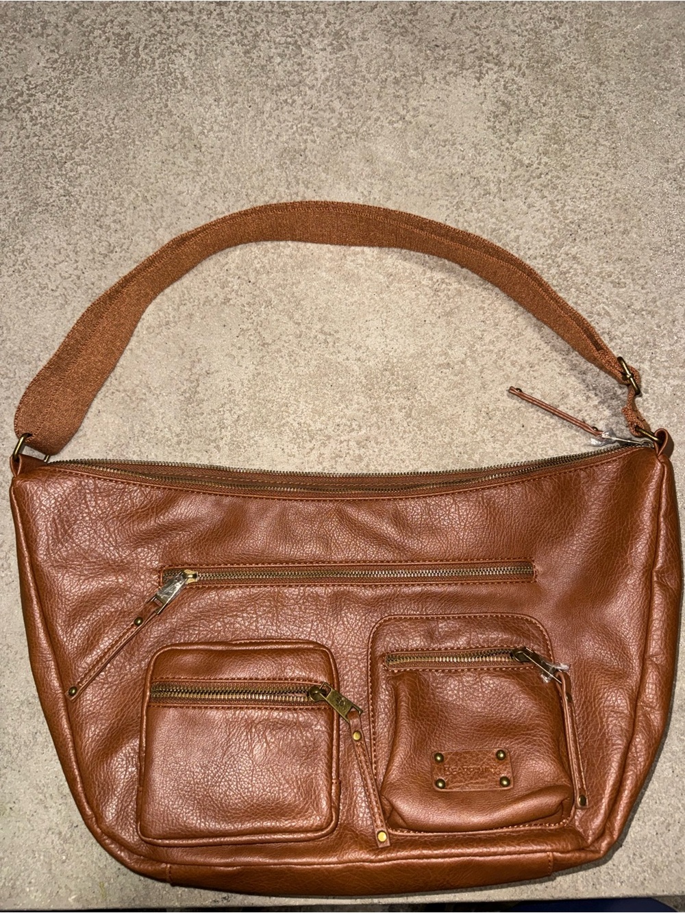 BearPaw Tan/Brown Multi-Pocket Shoulder Bag